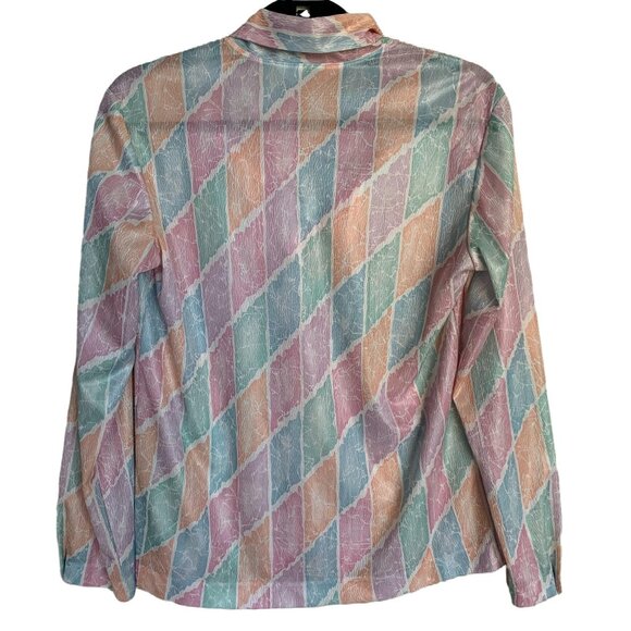 Vintage Devon Bubblegum Pastel Goth Tie Neck Blouse M - Picture 6 of 7